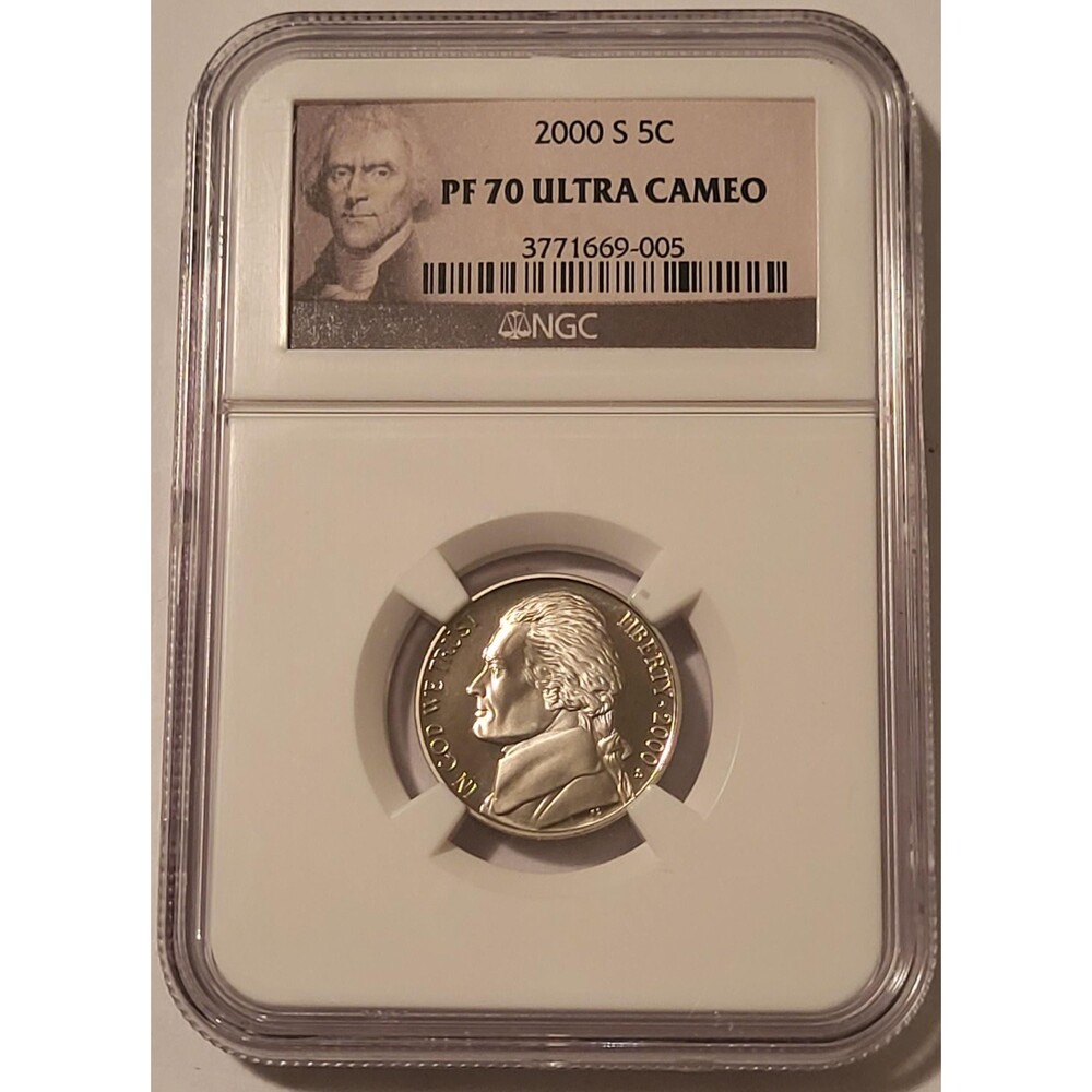 2000 S Jefferson Nickel Proof PF70 UC NGC Portrait Label